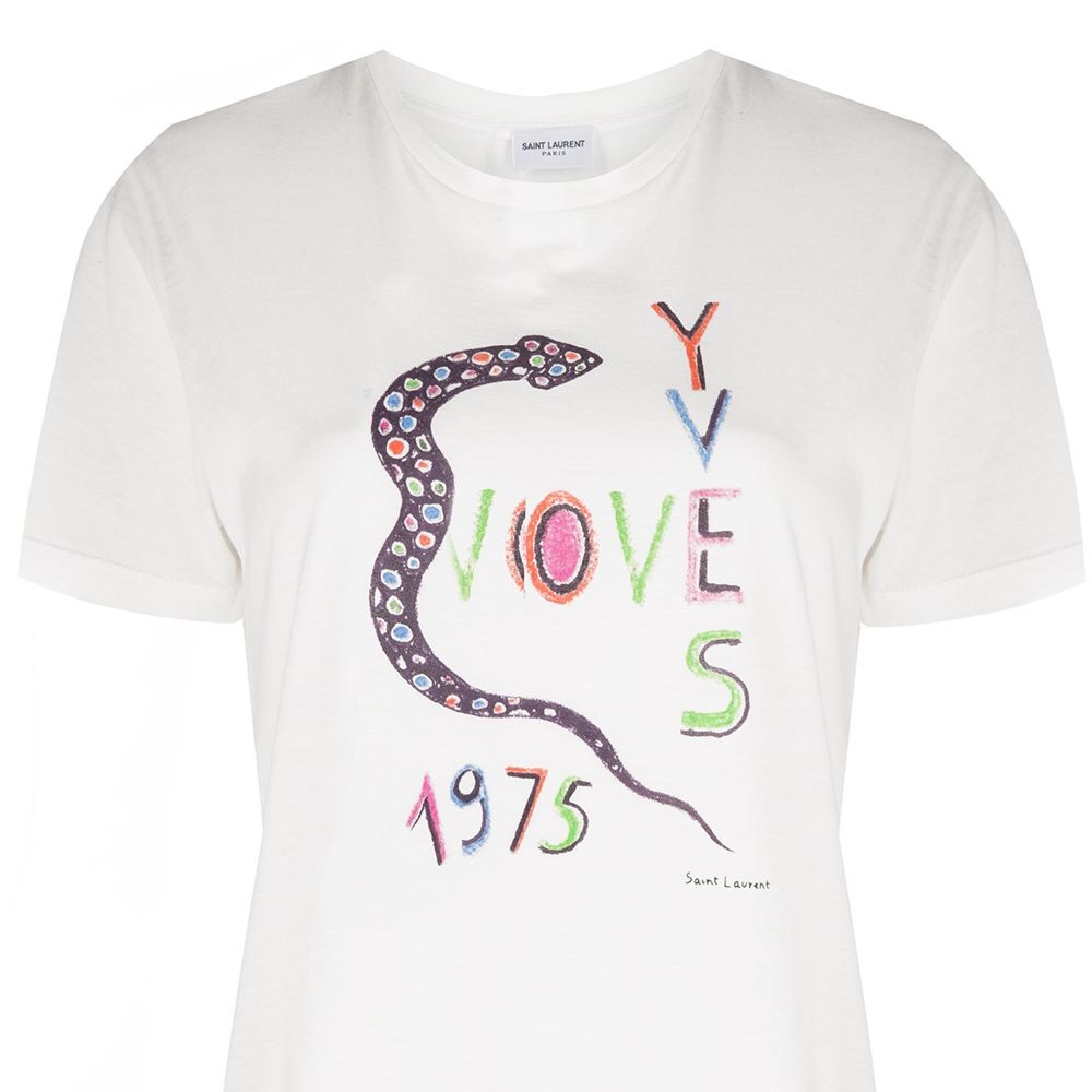 Saint Laurent Love 1975 Snake Print T Shirt